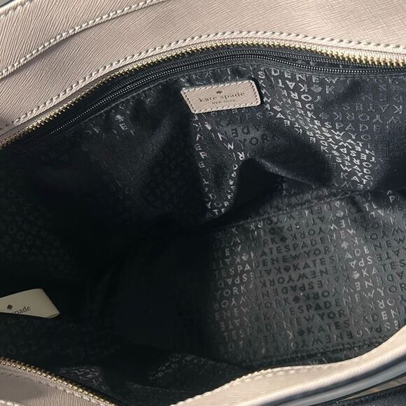 KATE SPADE Laurel Way Medium Dally Tote Bag Warm Beige/Black purse Saffiano Leat - Picture 5 of 9